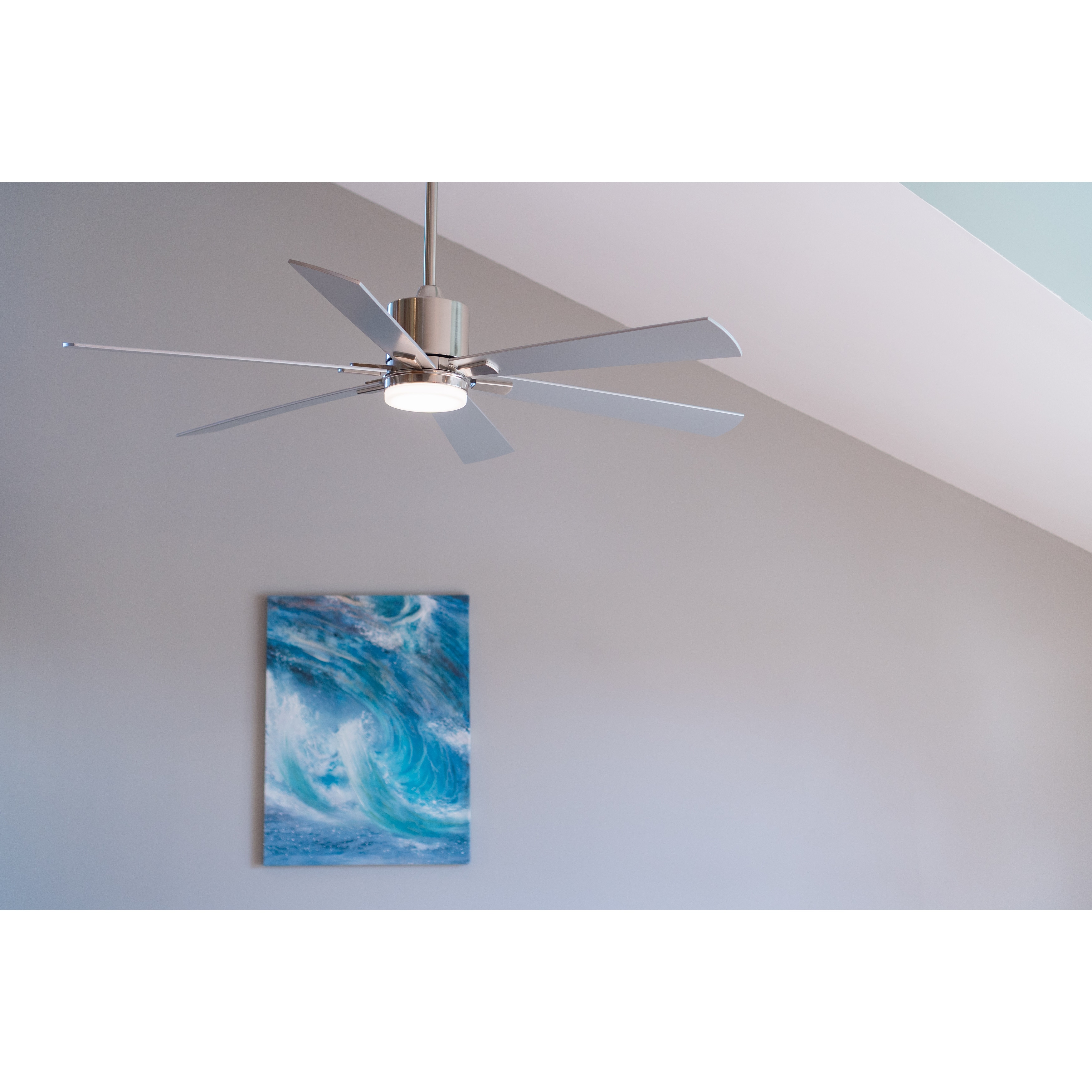 Wheelock Quiet Nickel Indoor Outdoor Ceiling Fan With Led Light Kit And Remote Overstock 20985916