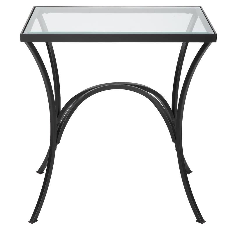 Uttermost 22911 Alayna 16" Wide Glass Top Metal and Tempered Glass End - Black