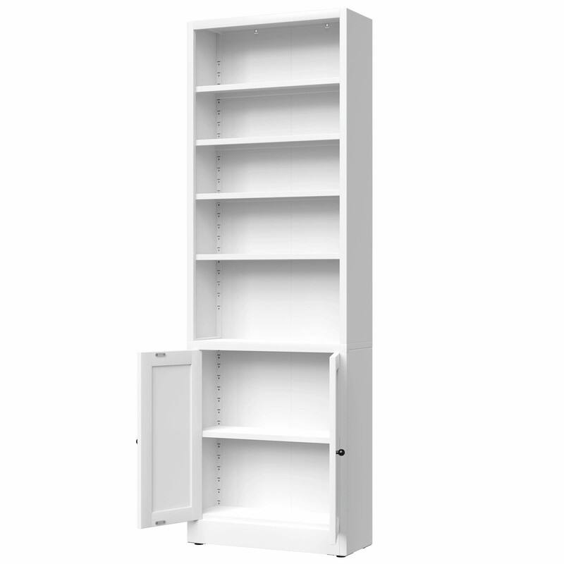 71" Tall Metal Bookcase with Door and Adjustable Shelves