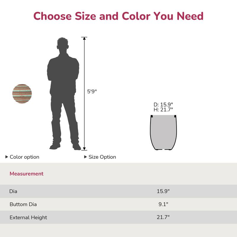 Upgraded Interior Concrete Round Planter for Indoor & Outdoor - 17 x 21.5