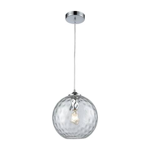Watersphere 1-Light Mini Pendant in Chrome with Hammered Clear Glass
