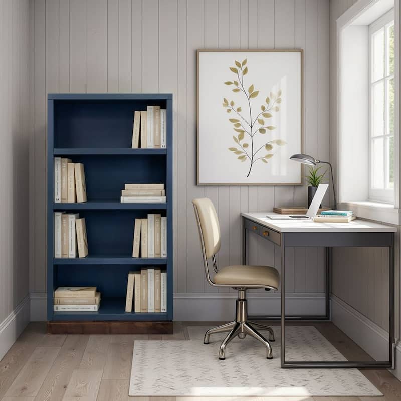 Bridgevine Home Nora Modular 60 inch High Bookshelf, No Assembly Required, Two-Tone Finish