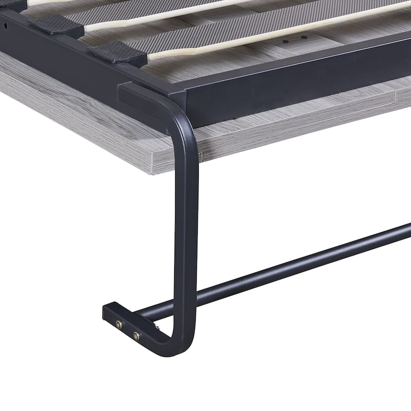 Murphy Bed Frame Full Size Platform Bed Folding Into Cabinet Bed Space Saving Foldable Bed with Pine Wood Slats Support