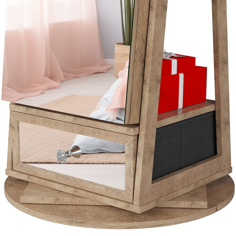 Swivel LED Jewelry Armoire with Lights - N/A