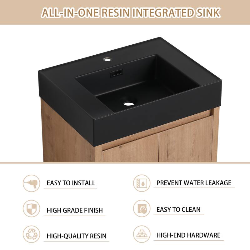 Beingnext 24"/30"/48"/60" Bathroom Vanity with Sink, Freestanding Bathroom Vanity with Soft Close Door and Shelf