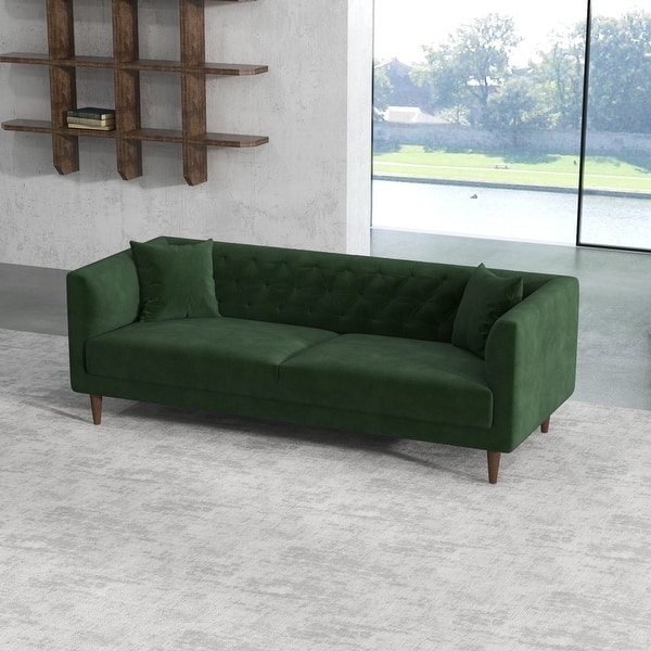Carnot Luxury Modern Tufted Pet Friendly Velvet Living Room Couch