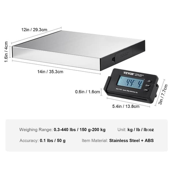 Smart Weigh Digital Heavy Duty Shipping And Postal Scale With Durable Stainless Steel Large Platform 440 Lbs Capacity X 6 Oz Readability Ups Usps Post Office Postal Scale And Luggage Scale