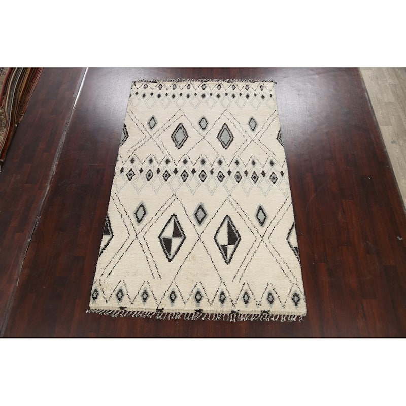Vegetable Dye Moroccan Berber Oriental Area Rug Wool Handmade Carpet - 6'1" x 9'2"