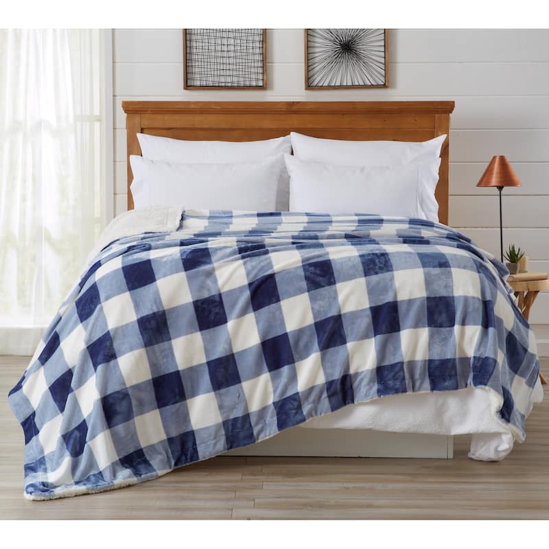 Luxurious Velvet Plush Fleece Reversible Sherpa Bed Blanket