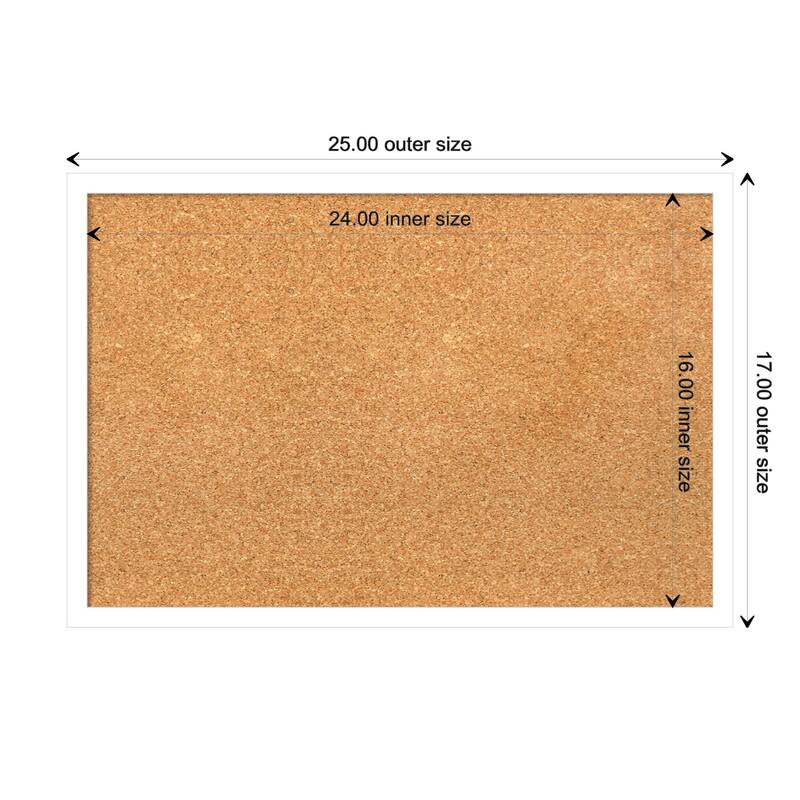 Svelte Wood Framed Natural Corkboard Bulletin Board - Svelte White - Board Size 24x16