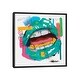 preview thumbnail 1 of 13, iCanvas "Lips Open Teal" by NUWARHOL Framed Black - 18x18
