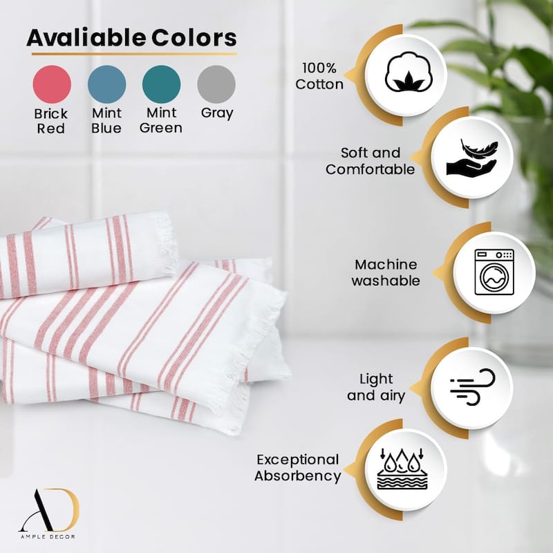 Hammam Hand Towels for Kitchen 16X28 Inch by Ample Decor - 4 Piece