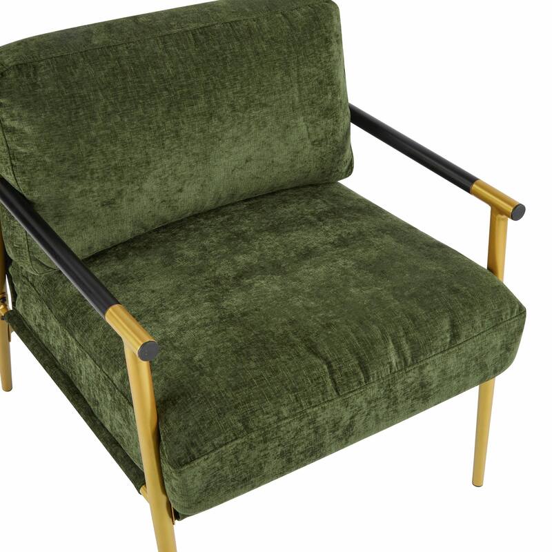 Minimalist Armchair - Soft Cushions, Wood/Metal Design, Compact