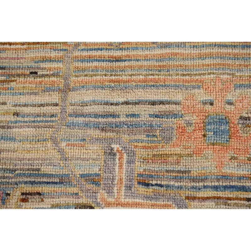 Hand Knotted Oriental 100% Wool Carpet Transitional Floral Multi-Colored Oushak Area Rug - 9' 5'' X 8' 2''