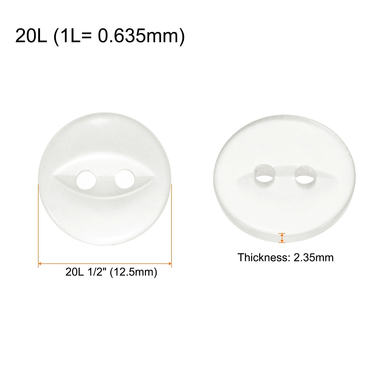 Round Sewing Buttons 2-Hole Fish Eye Craft Replacement Button for Craft Pants Dress Skirt Clothing Fastener Buttons