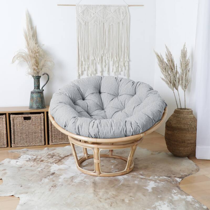 Sorra Home Indoor Textured Papasan Cushion (Cushion Only) - 44 in x 44 in x 4 in - Angel Silver