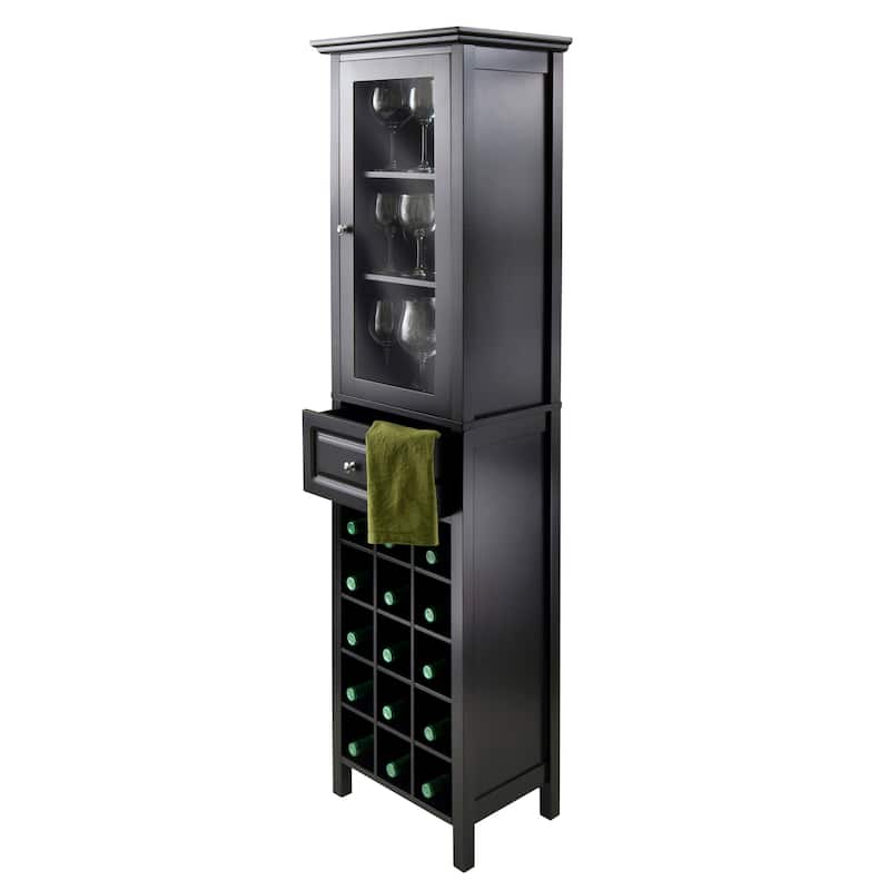 Burgundy Wine Display Tower, Black - 18.11 x 12.99 x 66.85 inches