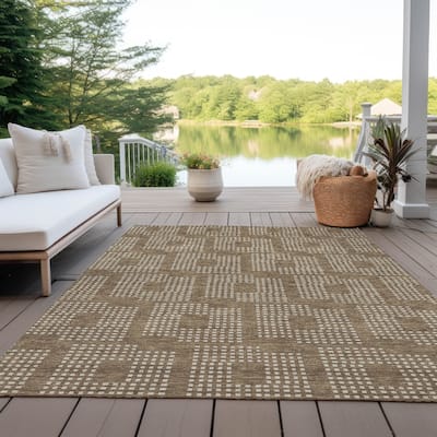 Machine Washable Indoor/ Outdoor Chantille Modern Houndstooth Rug