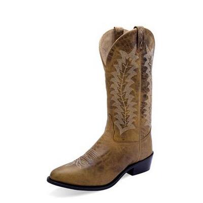 Old West Western Boots Mens Lined Leather Round Brown OW2039