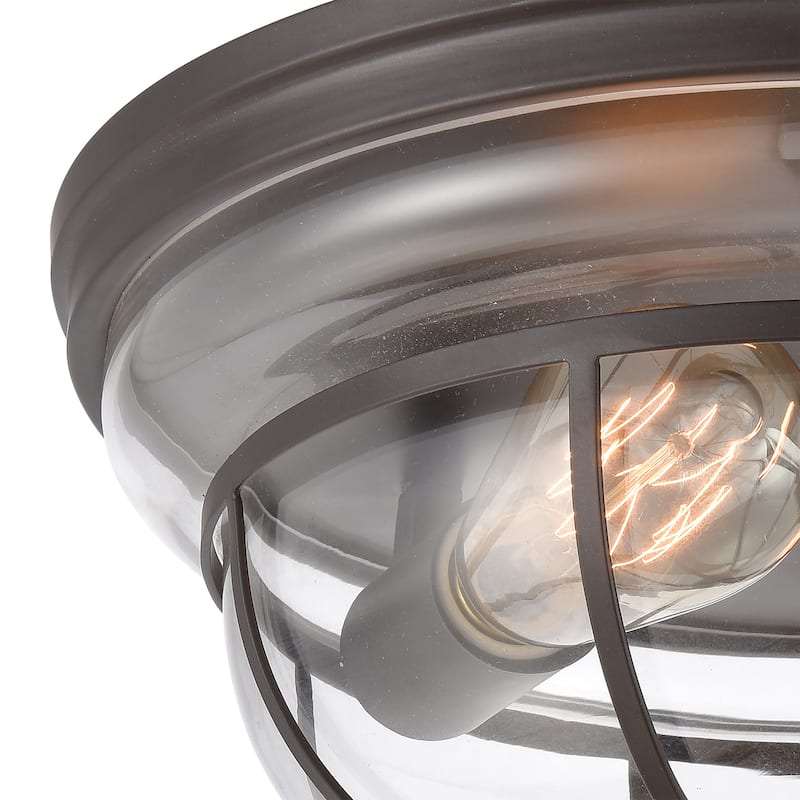 Elk Home Manhattan Oiled Bronze With Clear Glass 2 Light Flush Mount