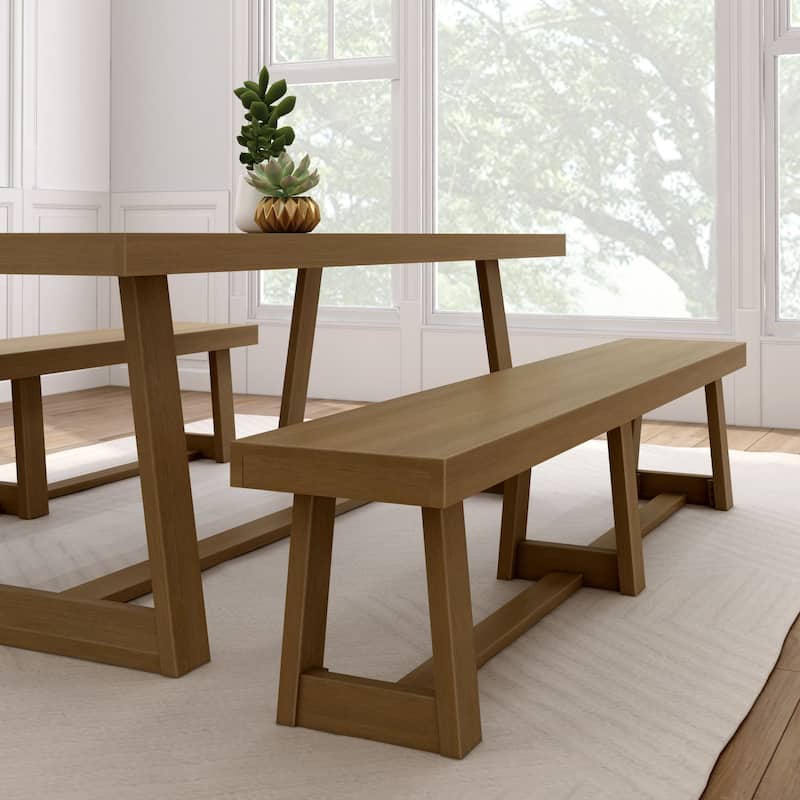 Plank and Beam Classic Solid Wood Dining Bench - 86" - Pecan Wirebrush