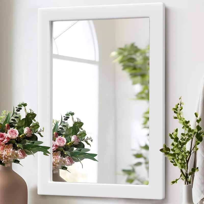 Farmhouse Style Wooden Square Mirror, Pastoral Style in The Bathroom - 24X36 - White