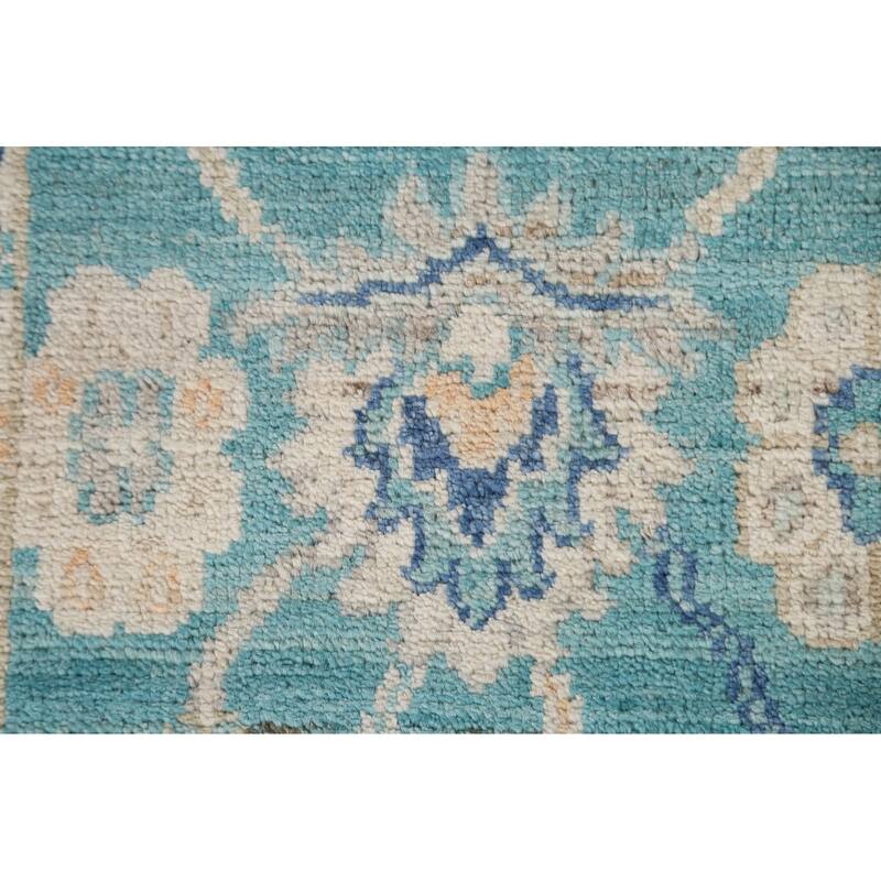 Hand Knotted Oriental 100% Wool Carpet Transitional Floral Green Oushak Area Rug - 3' 2'' X 2' 0''