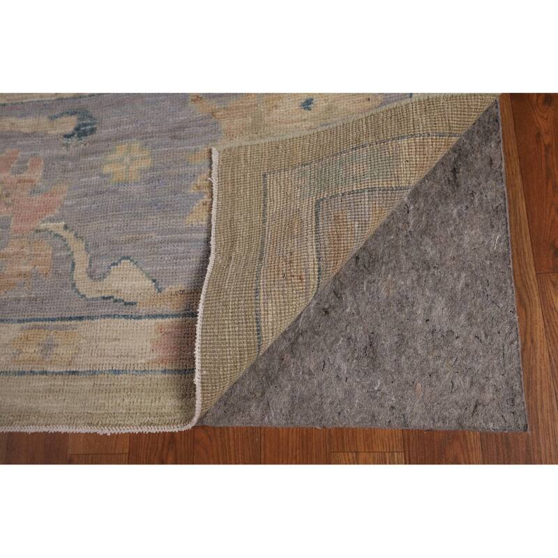 Vegetable Dye Oushak Turkish Area Rug Hand-Knotted Green Wool Carpet - 7'9"x 9'6"