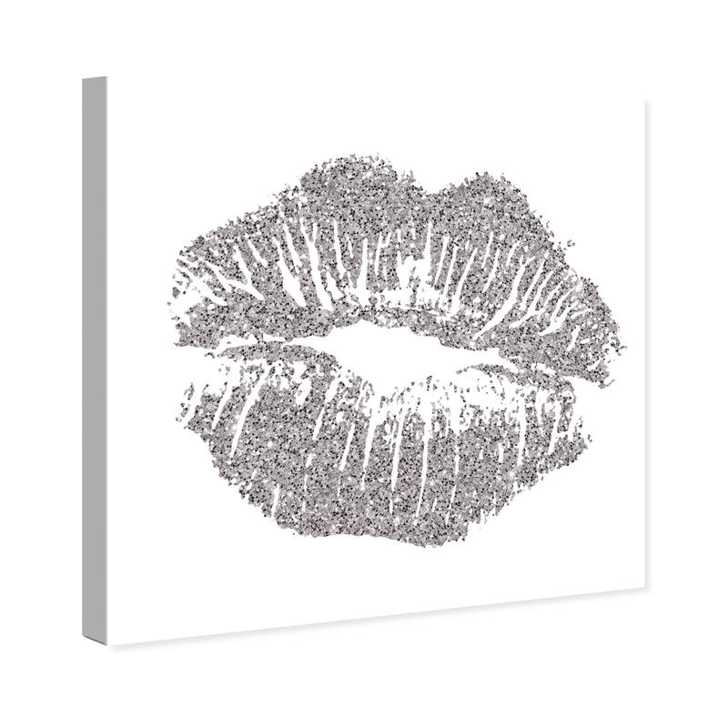 Wynwood Studio 'Simple Kiss Opal Gray' Fashion and Glam Wall Art Canvas Print Lips - Gray, White
