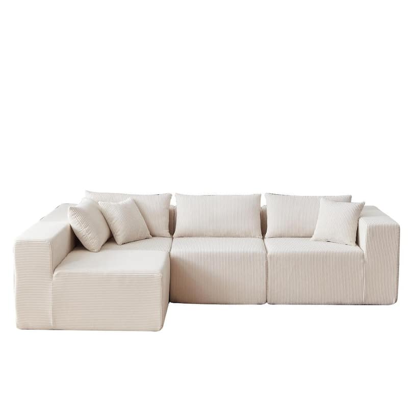 104" Corduroy Upholstered Modular L-shaped Sectional Sofa