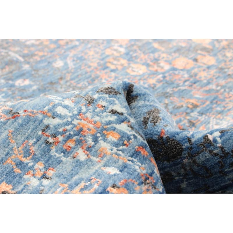 ECARPETGALLERY Hand-knotted Heritage Blue Silk, Wool Rug - 2' 6" x 11' 10"