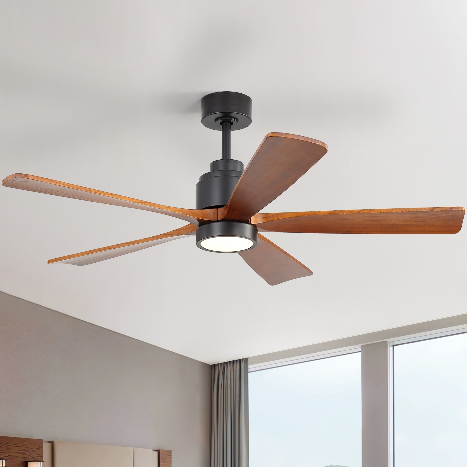 Sofucor 52 Inch Ceiling Fan with Light,6-Speed Quiet Remote Control,Dimmable LED,for Living Room, Bedroom and other Indoor