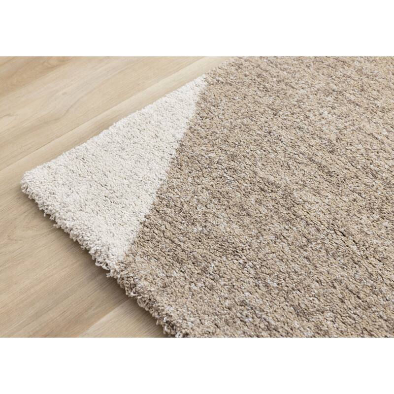 Maverick Collection - White Beige Grey Modern Plush Area Rug