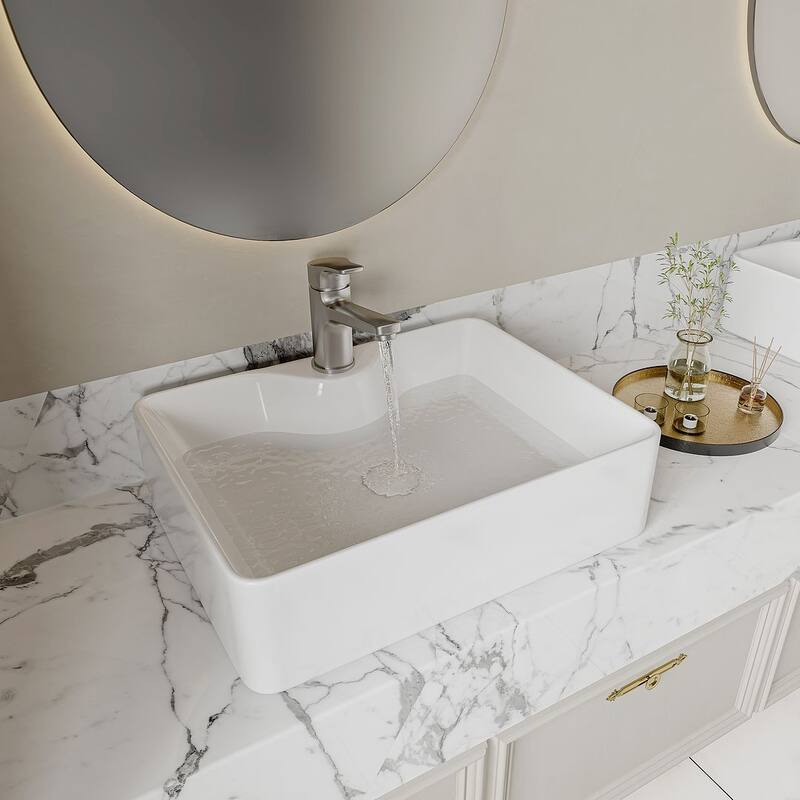 Eridanus 18" x 14" Rectangular Countertop Bathroom Vessel Sink - White