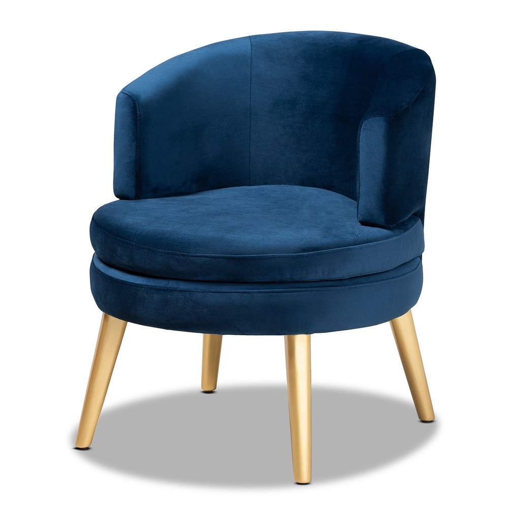 Baptiste Glam and Luxe Velvet and Gold Finished Wood Accent Chair