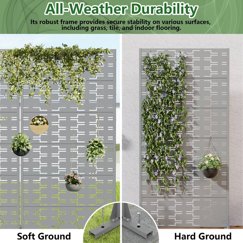 Outdoor Privacy Screen Metal Screen Fence Panel Set of 2