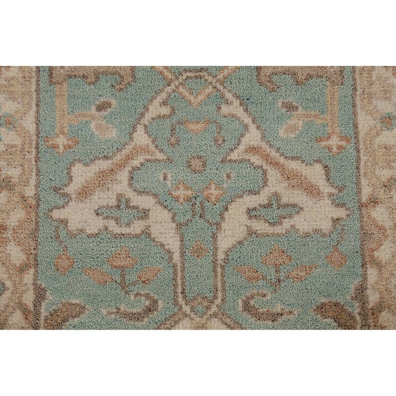 Light Blue Oushak Oriental Runner Rug Handmade Bedroom Wool Carpet - 2'6" x 10'0"
