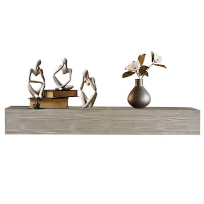 60" Rustic Wood Fireplace Mantel,Wall-Mounted & Floating Shelf for Home Decor