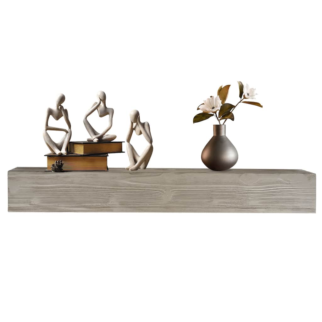 60" Rustic Wood Fireplace Mantel,Wall-Mounted & Floating Shelf for Home Decor