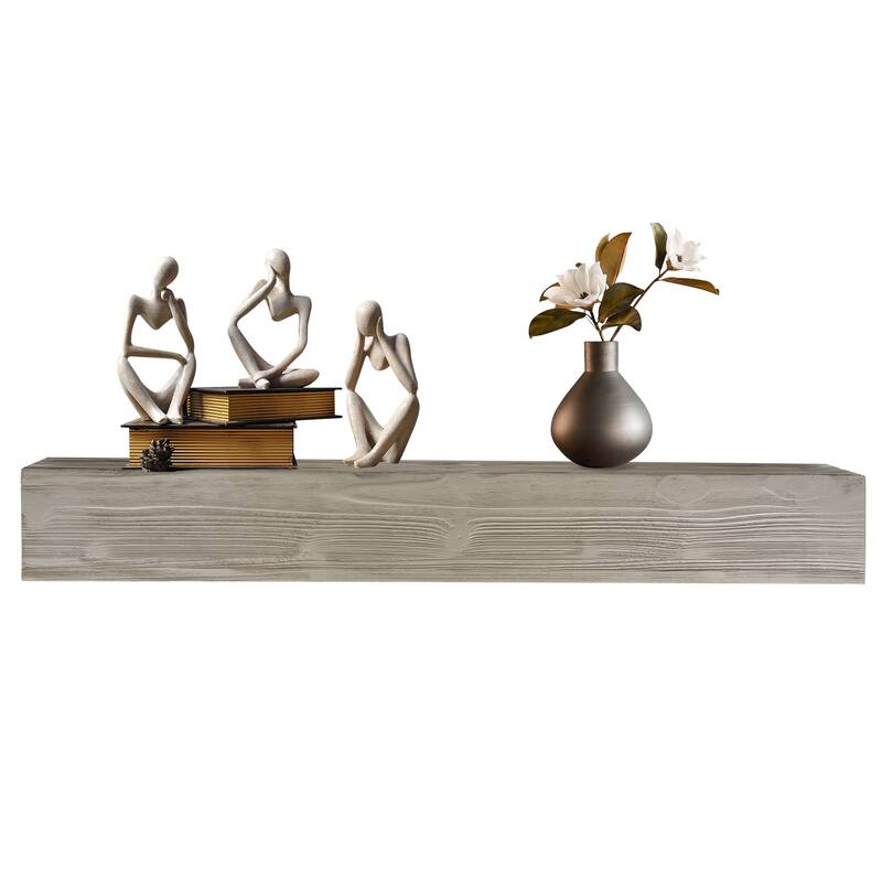 Modern 72" Rustic Wood Fireplace Mantel Wall-Mounted and Floating Shelf - Grey