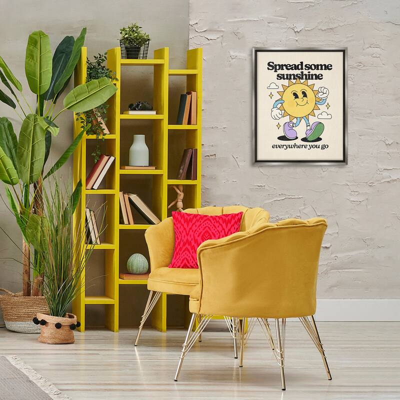 Stupell Retro Spread Some Sunshine Framed Floater Canvas Wall Art Design By Victoria Barnes