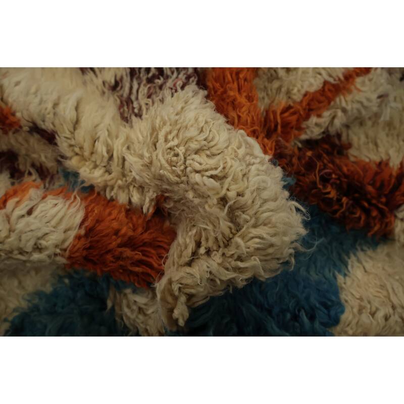 Hand Knotted Oriental 100% Wool Carpet Modern Tribal Beige & Ivories Moroccan Area Rug - 9' 2'' X 8' 2''