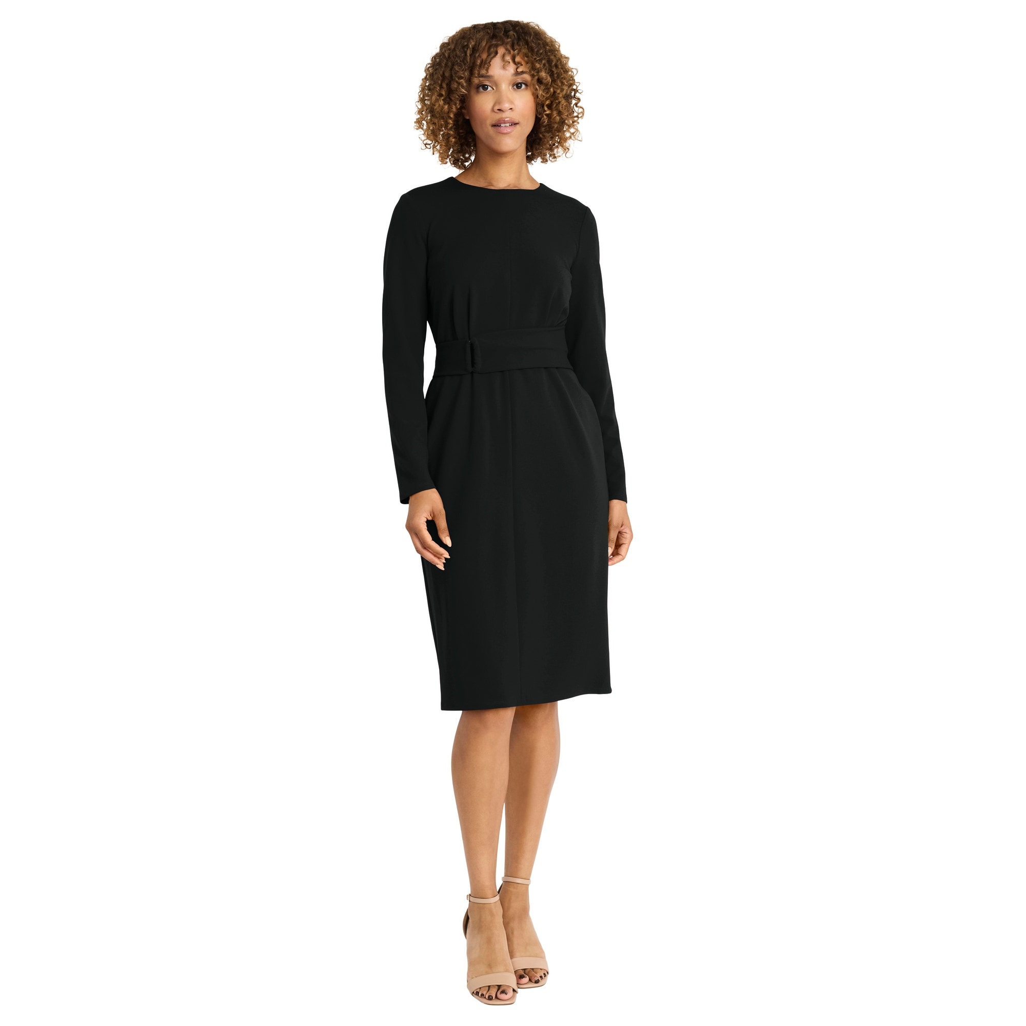 Maggy London Draped Midi Sheath Dress - Overstock - 43114639