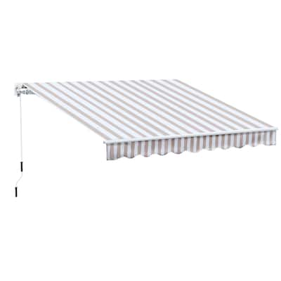 Patio Awnings,10x8Ft,Retractable Awning,Sunshade Shelter Manual Crank Handle, Water Resistant Fabric and Aluminum Frame