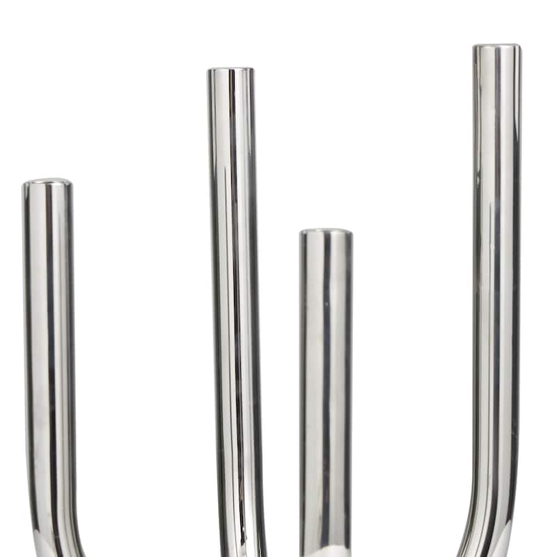 Stainless Steel Metal Abstract U-Shaped Candelabra - Silver - Roche River Decor