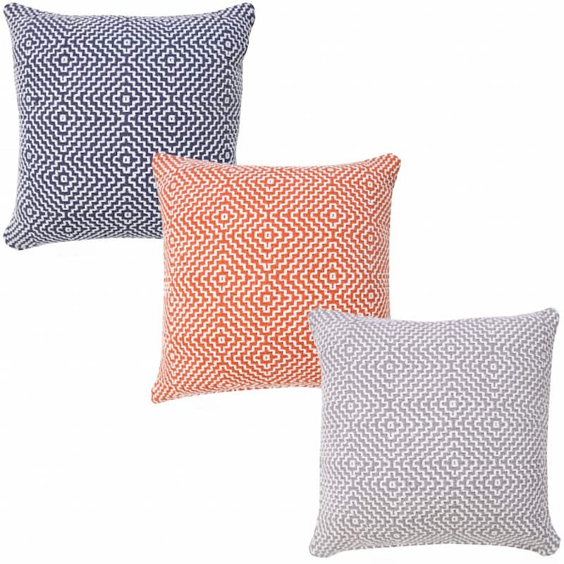 HomeRoots 20" X 20" Gray And White 100% Cotton Geometric Zippered Pillow