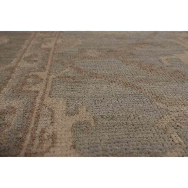 Transitional Oushak Turkish Area Rug Hand-Knotted Grey Wool Carpet - 9'1"x 11'8"