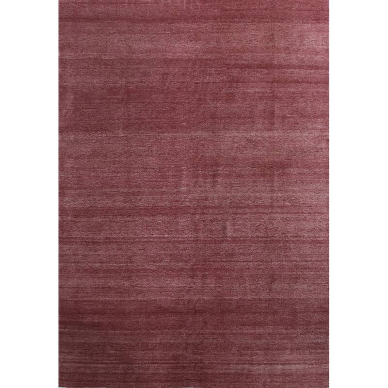 Hand Knotted Oriental 100% Wool Carpet Modern Solid Purples Gabbeh Area Rug - 12' 2'' X 8' 11''