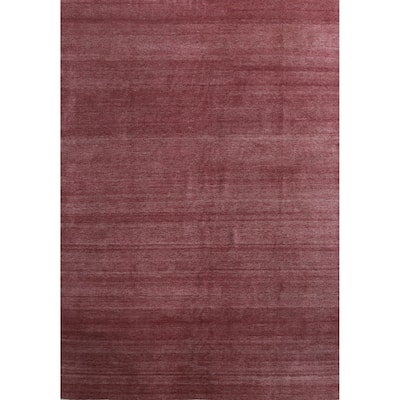 Hand Knotted Oriental 100% Wool Carpet Modern Solid Purples Gabbeh Area Rug - 12' 2'' X 8' 11''