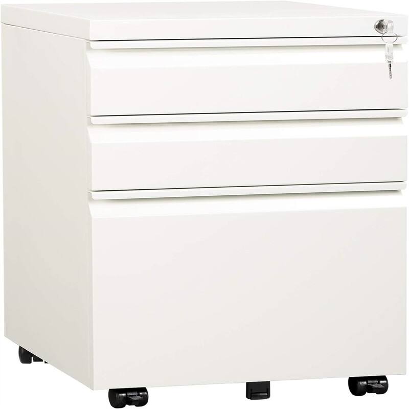 3 Drawer Mobile File Cabinet - New Style -White